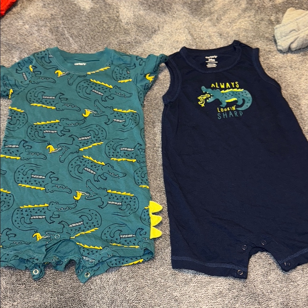 Baby Romper Set with Dinosaur Print
